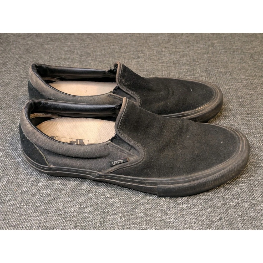 Vans Mens Classic Slip On Pro Black Gum Canvas Skate Shoe Sneakers Size 10.5